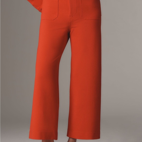 Colette knit crop wide leg pants in a Tomato Hue - Picture 2 of 8